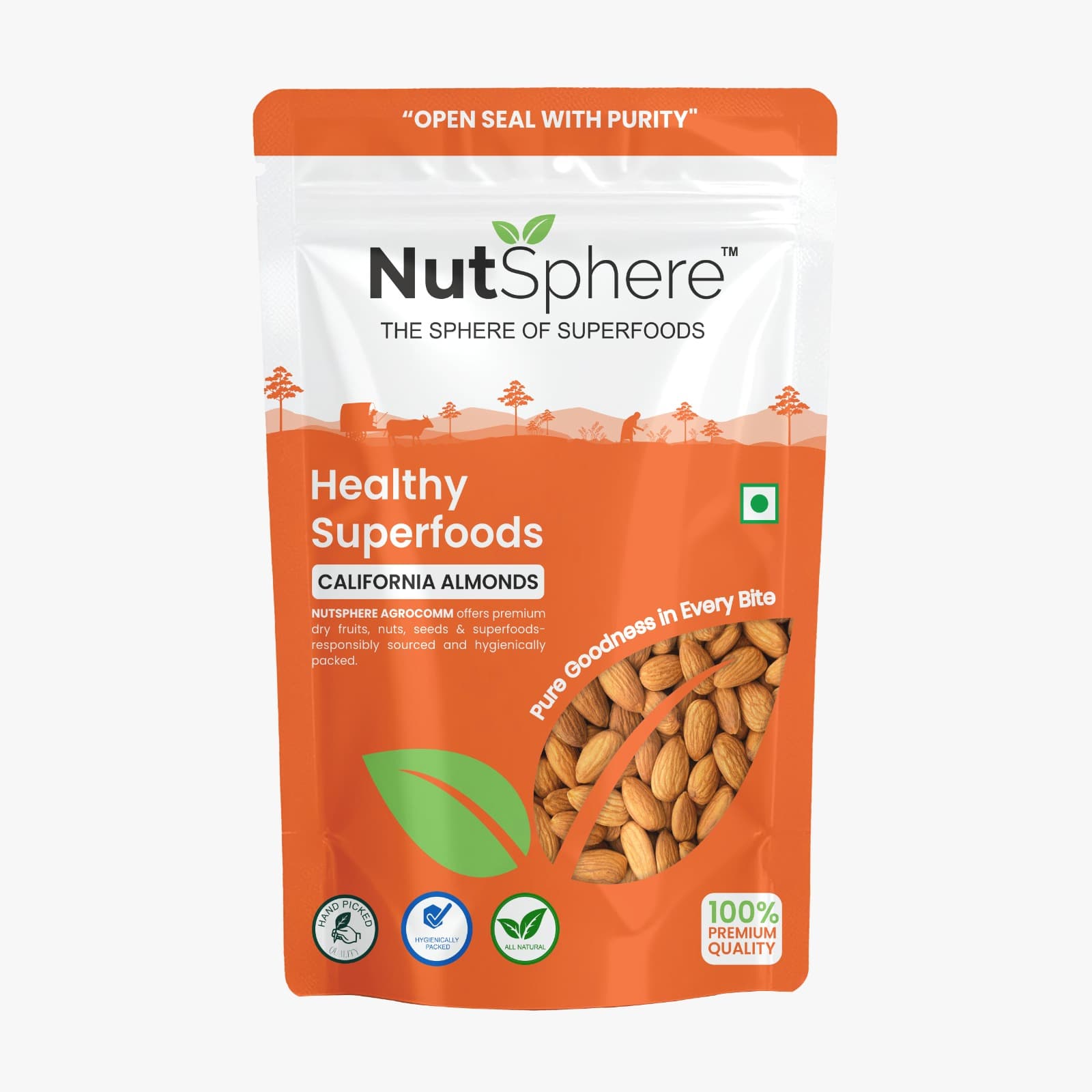 NutSphere California Non-Pareille Almonds-Bold Size(200GM)