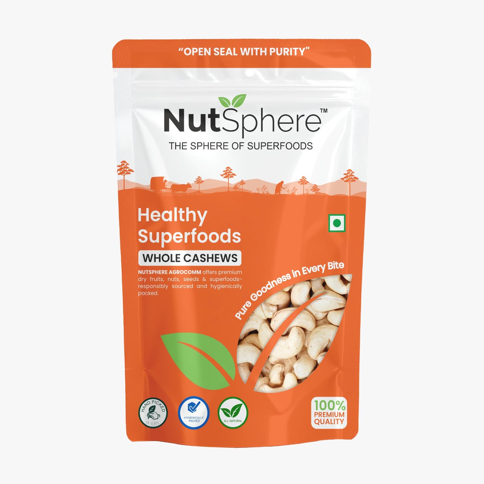 NutSphere Pure Whole Cashews Special Grade(500GM)