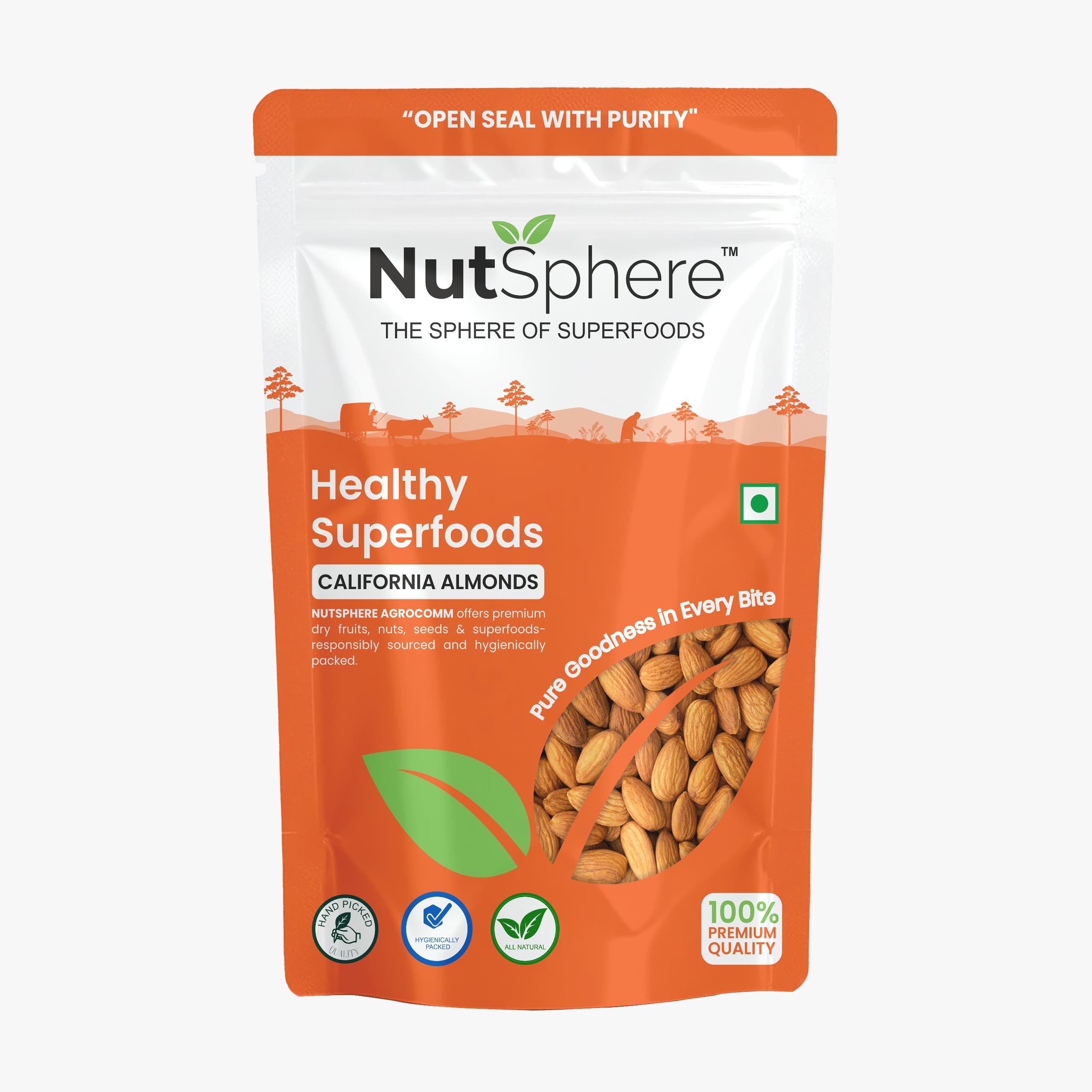 NutSphere California Non-Pareille Almonds-Bold Size(500GM)