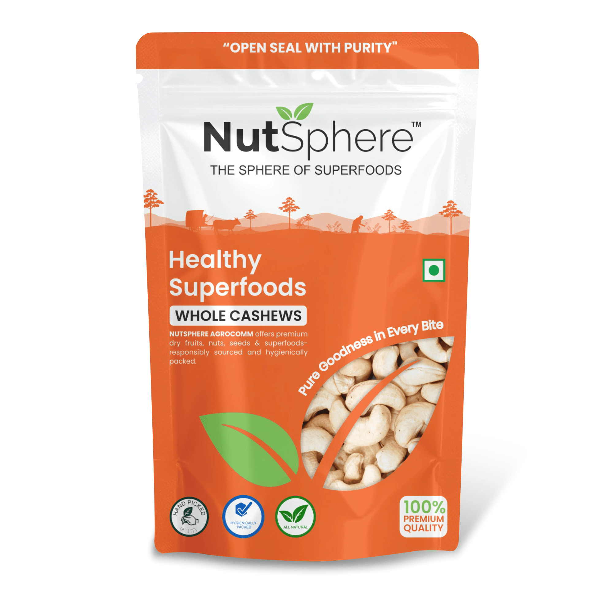 NutSphere Pure Whole Cashews Special Grade(500GM)